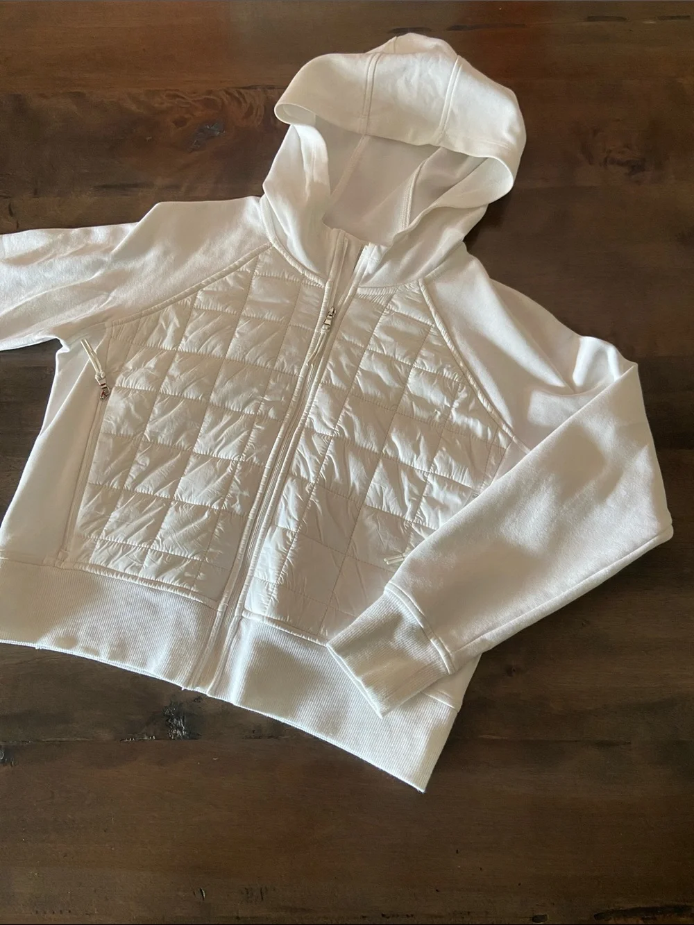 Old Navy White Quilted-Front Hooded Jacket